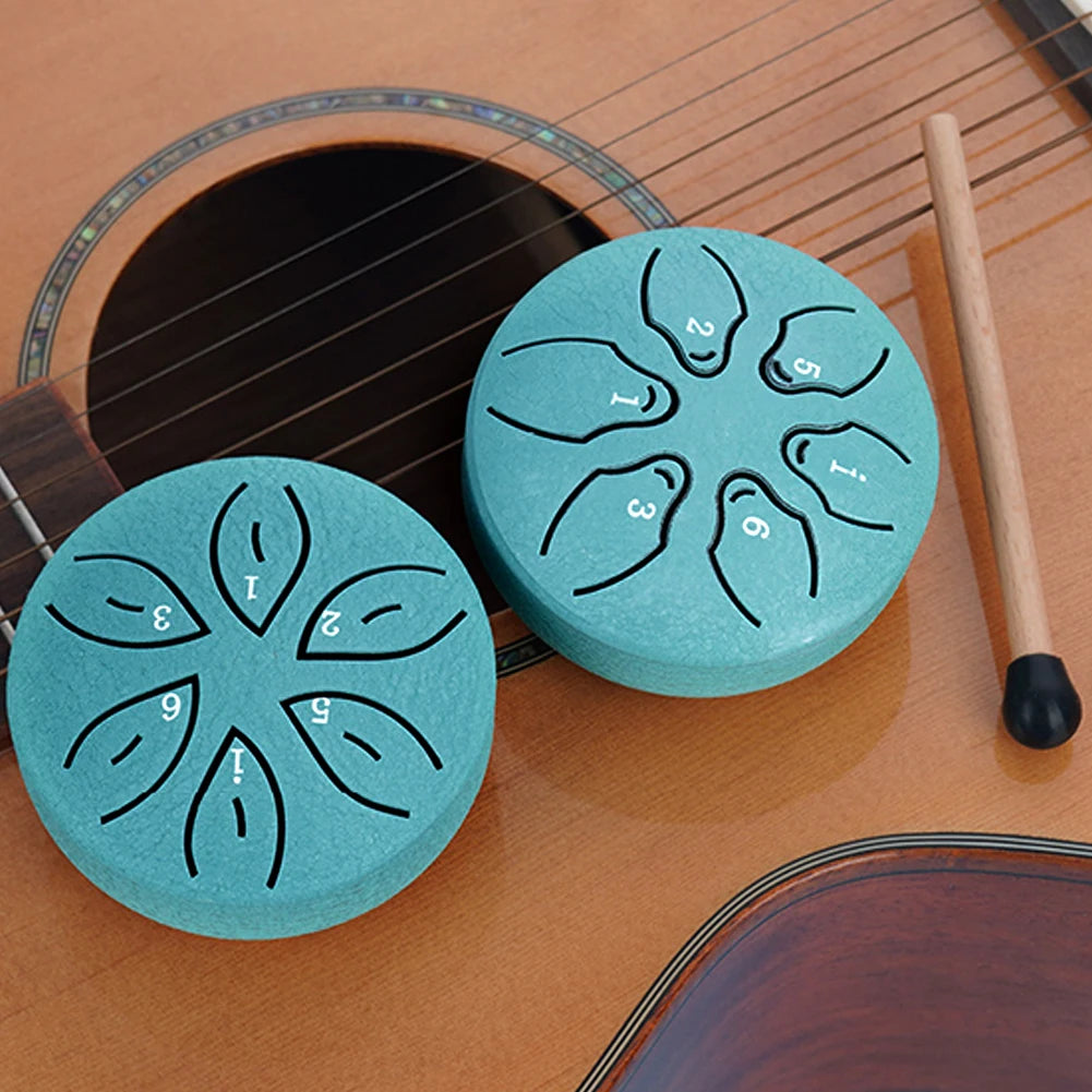 Steel Tongue Drum Portable Rain Drum Hand Pan Drum Percussion Musical Instruments 3 Inch 6 Notes For Yoga Meditation Musical Toy