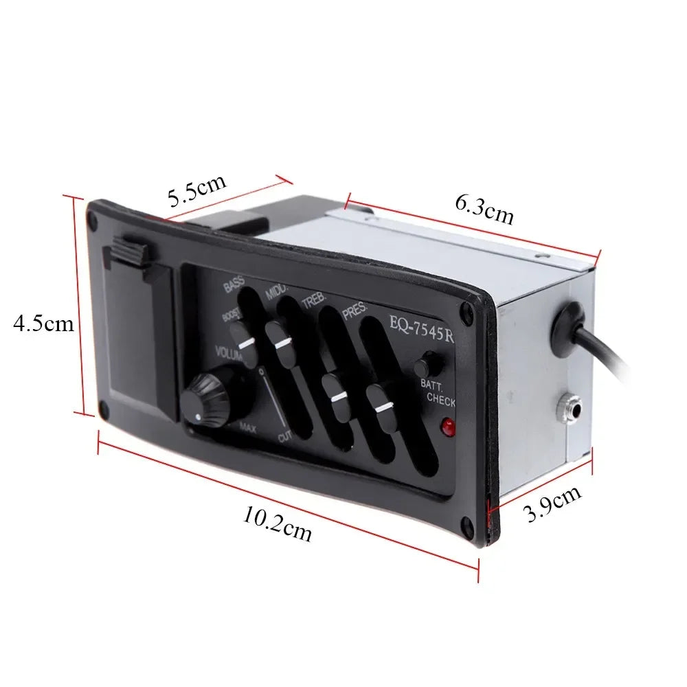 4 Band Guitar Pickup Acoutic Guitar EQ Piezo Pickup Acoustic Guitar Pickup Preamp Amplifier Equalizer Tuner for Acoustic Guitars