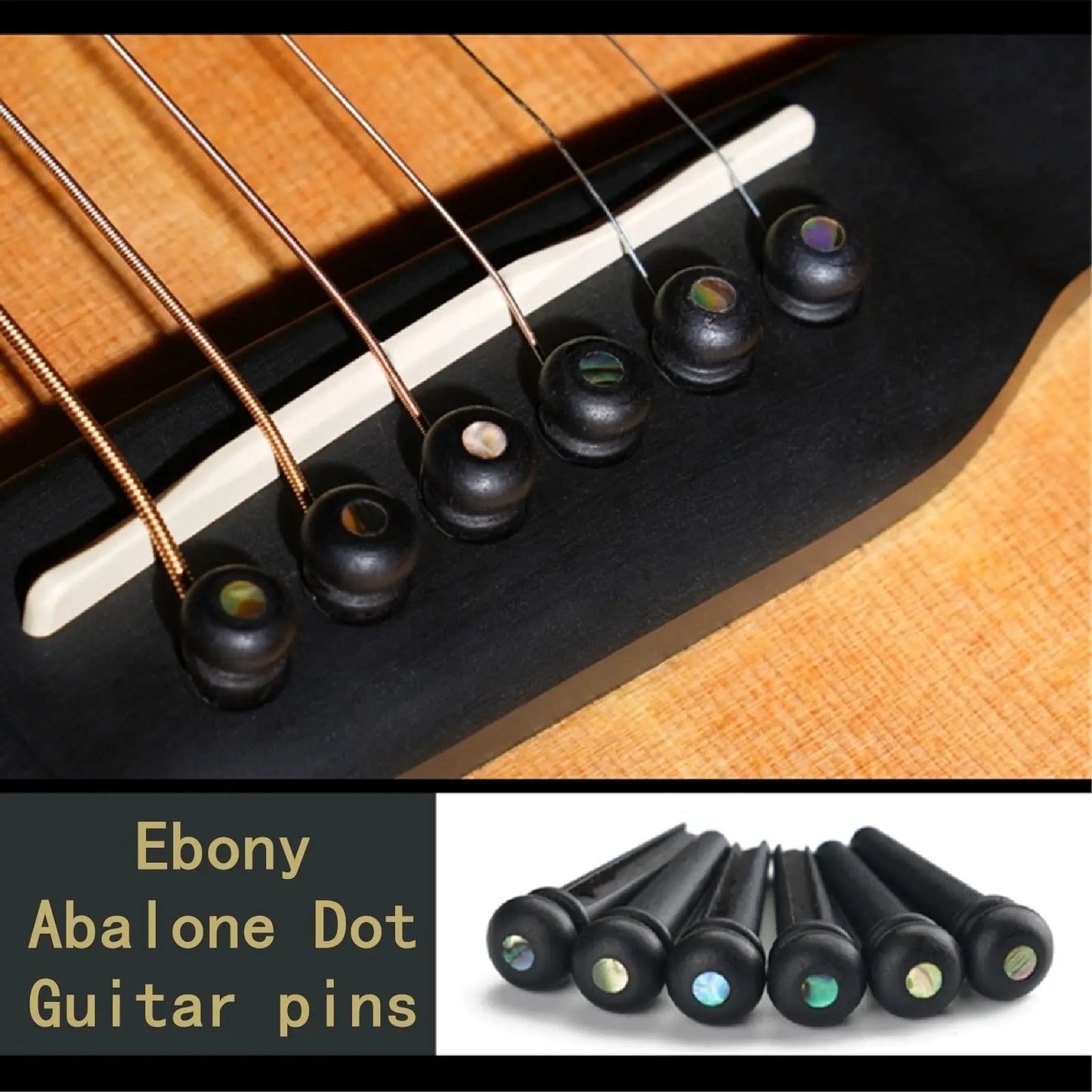 Miwayer Ebony Guitar Bridge Pins 6pcs for 6 & 12 String Acoustic Guitar Fixed String Nails