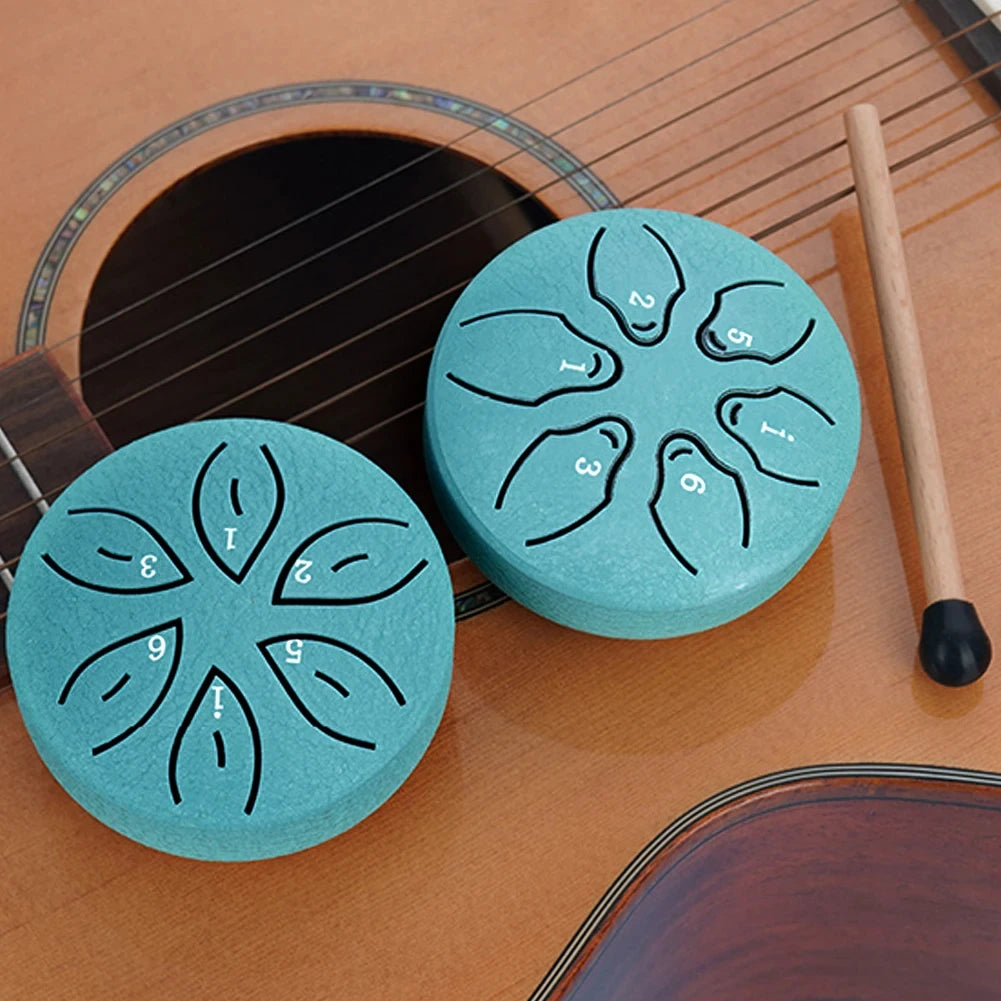 Steel Tongue Drum Portable Rain Drum Hand Pan Drum Percussion Musical Instruments 3 Inch 6 Notes For Yoga Meditation Musical Toy