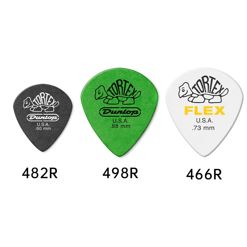 Dunlop Pick. 482R JAZZ 3 TORTEX material non-slip electric guitar pick. Thickness: 0.50/0.60/0.73/0.88/1.00/1.14 mm.