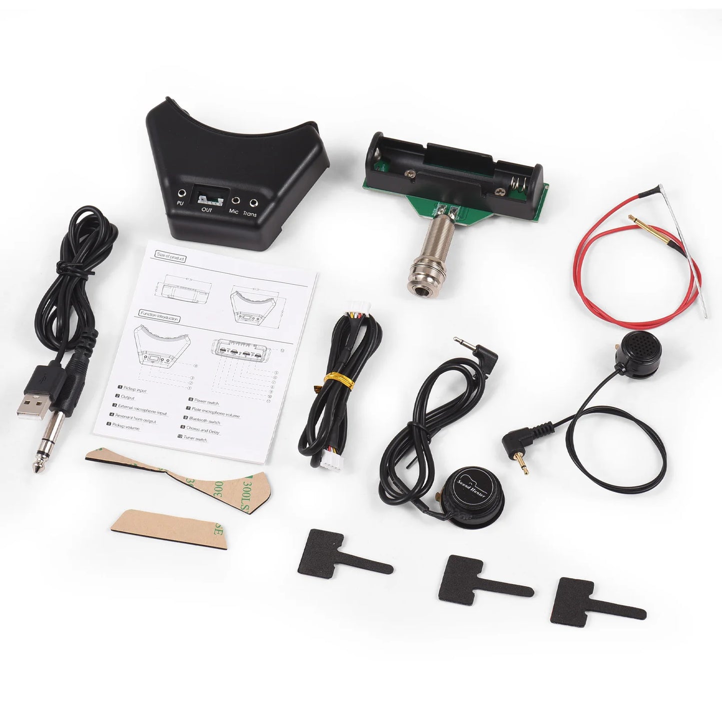 Sound Hunter Guitar Pickup Wooden Guitar Sound Hole Pickup Board Double Pickup Resonance/Anti-howl/BT Accompaniment Function