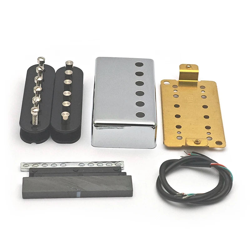 [Pickup DIY Kits] LP Guitar Humbucker Pickup Kits-Brass Cover/Ceramic/Plastic Bobbin/Fixed/Adjustable Pole/4C Cable Pickup Kits