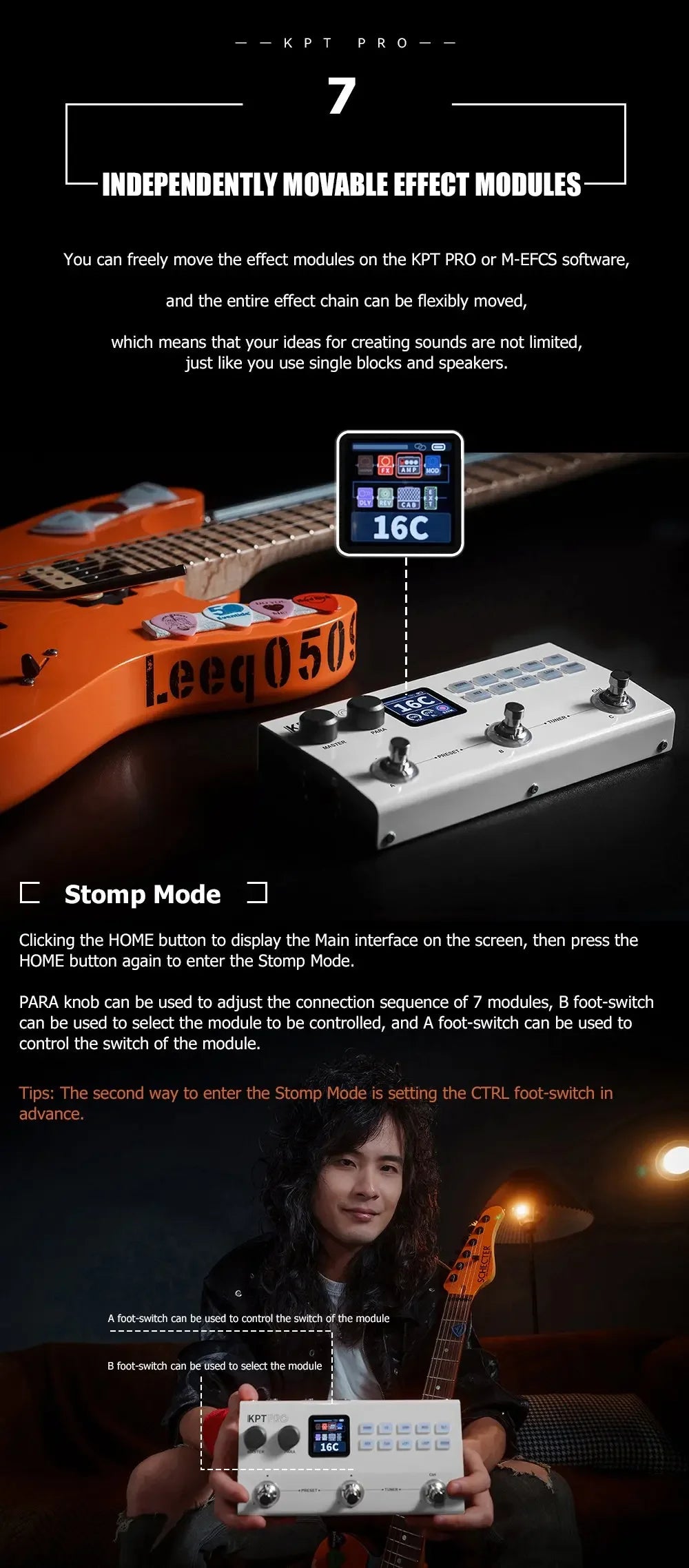 Yuimer KPT PRO Guitar Bass Multi-Effects Processor TANK-G Upgraded KPTPRO Effect Pedal From M-Vave