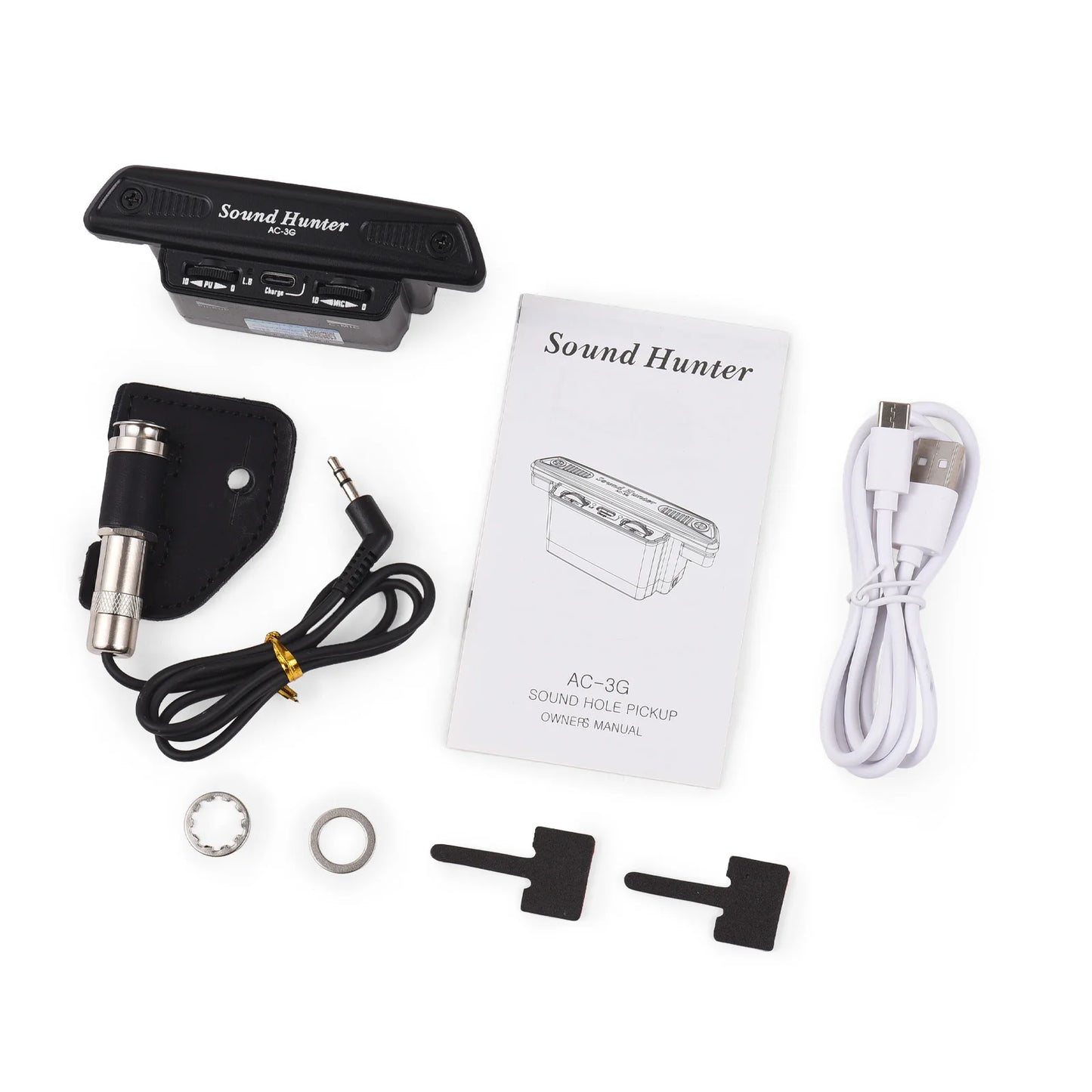 Sound Hunter Guitar Pickup Wooden Guitar Sound Hole Vibration Pickup Active Pickup System Dual Coil Pickup No Punching for Guita