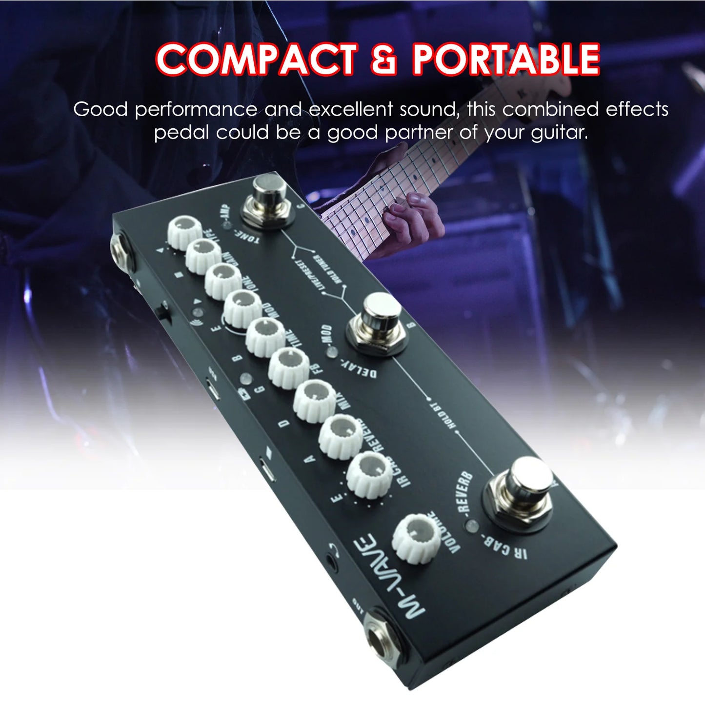 M-VAVE Cube BABY Multi Effects Pedal for Electric Guitar/Bass/Acoustic Guitar 8 IR Cabinets Simulation M-vave Rechargeable Pedal