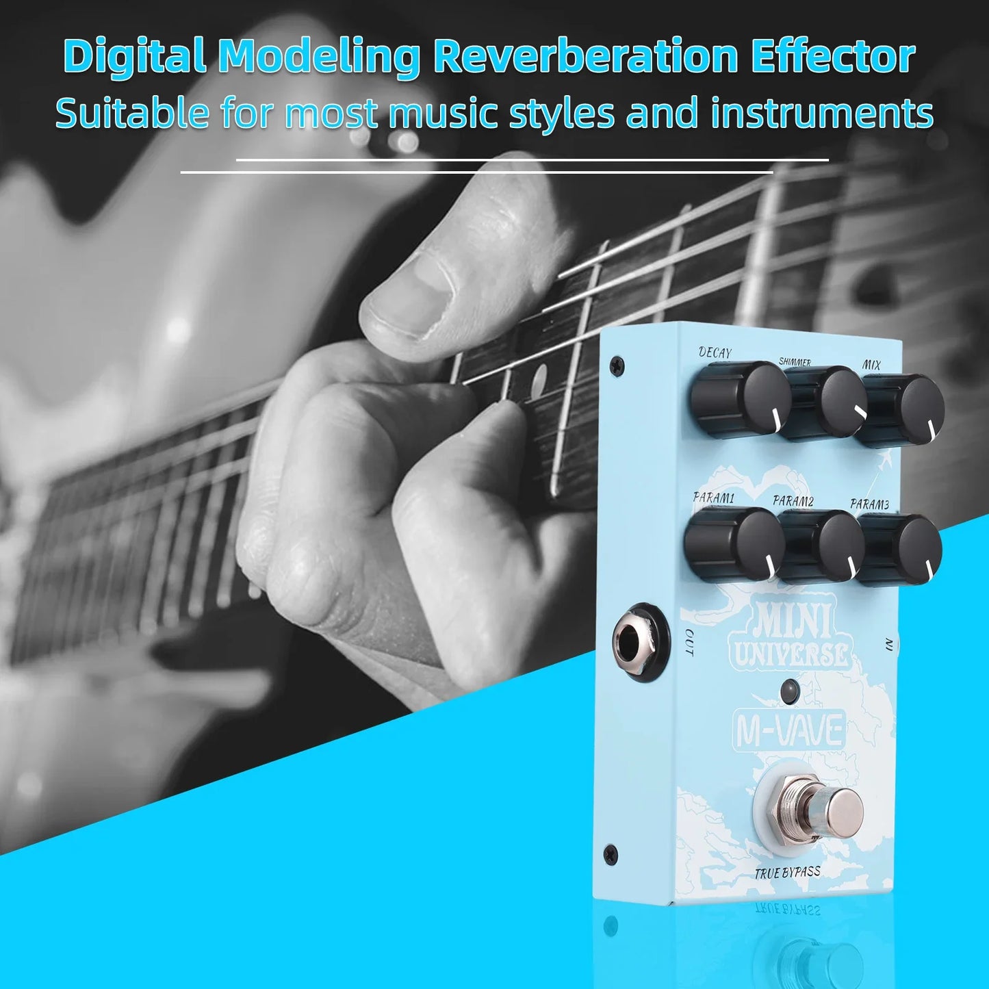 M-VAVE MINI UNIVERSE mixing console M-vape Mini Universe digital reverb pedal, analog reverb guitar, pedal 9 reverb tone pedal