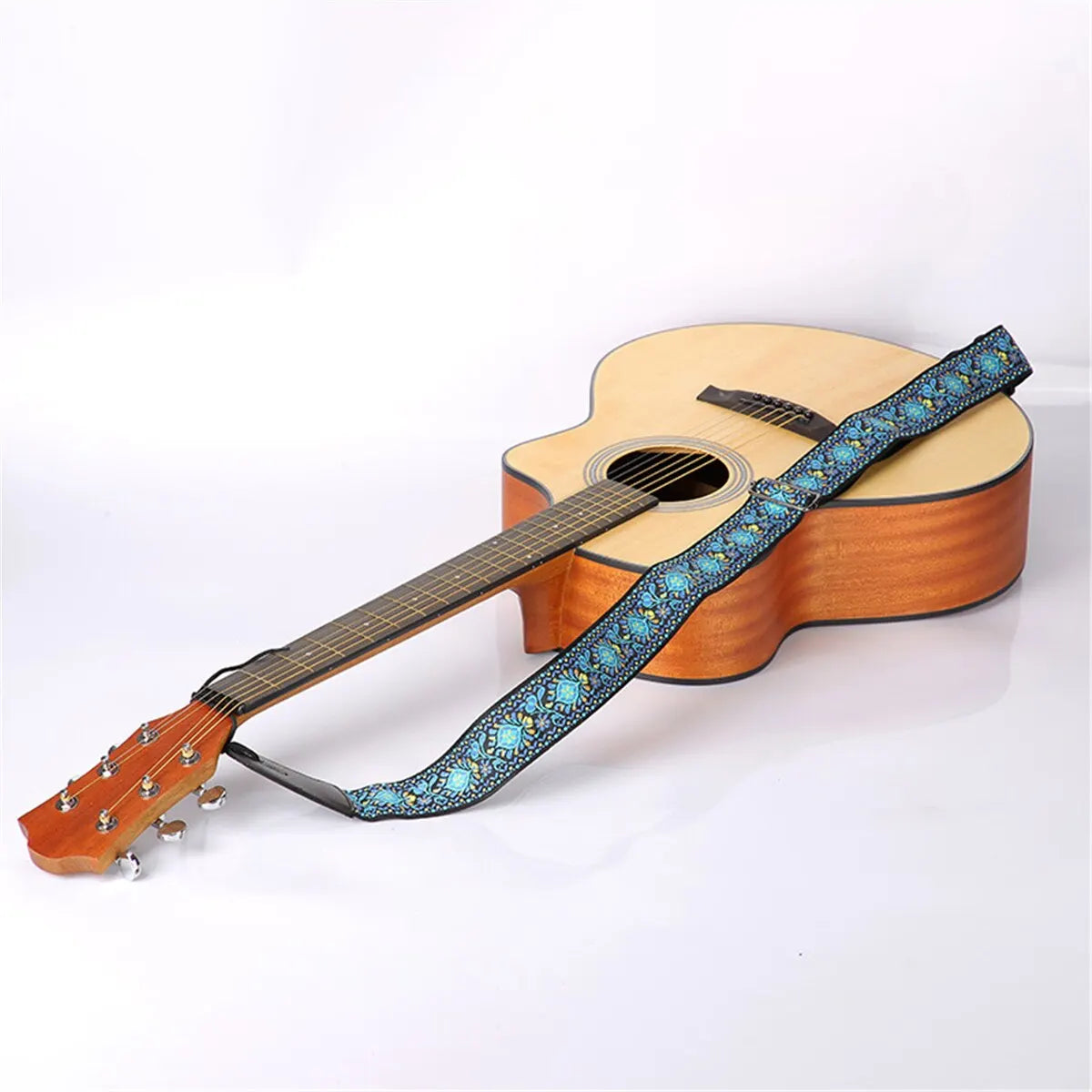 Embroidered Print Guitar Strap Vintage Ethnic Style Adjustable Strap for Folk Electric Guitar Bass Ukulele Guitar Accessories