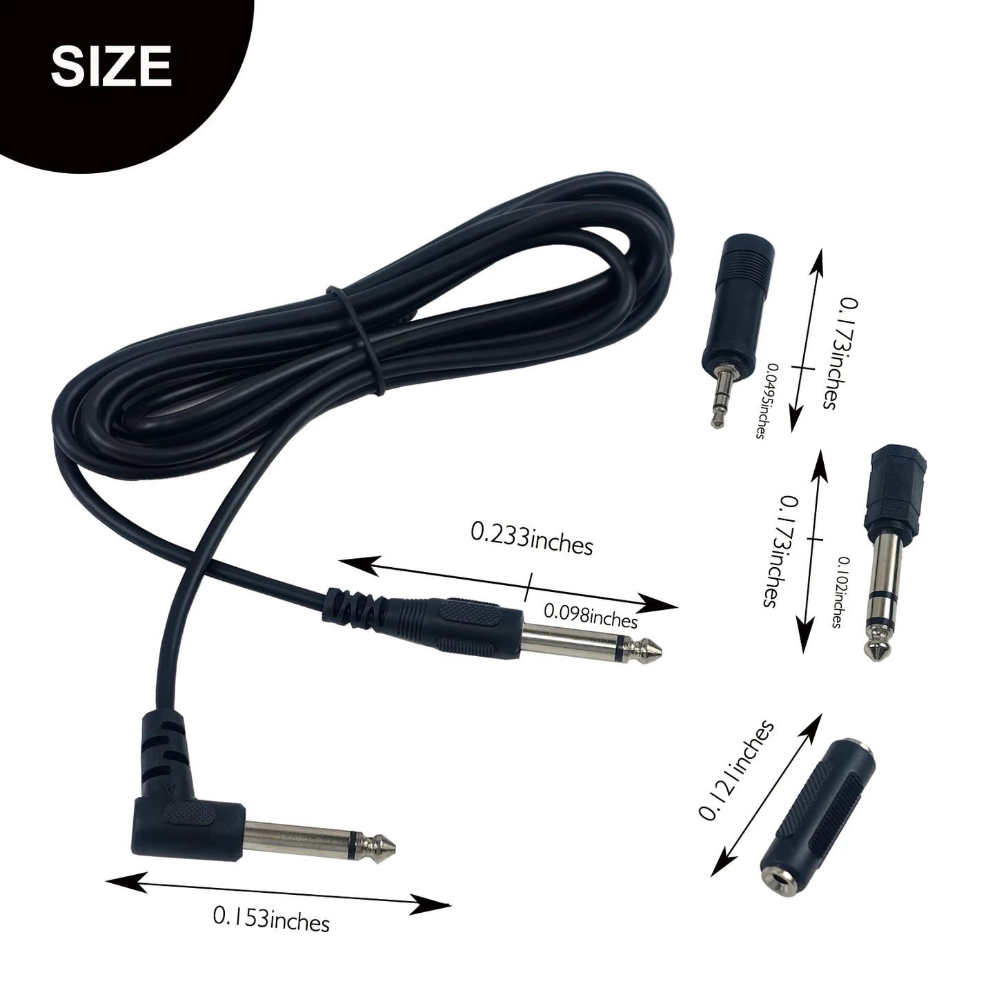 Miwayer Guitar Audio Cable 3m Connecting Cable 6.35 3.5mm Plugs Stereo Audio Noise Reduction Audio Cable ABS Jacket w/3 Adapters