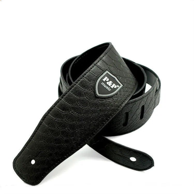 Guitar Strap Genuine Leather 2.5 Inch Adjustable Soft Embroidered Belt Classical Bass Music Hobby Guitar Accessories