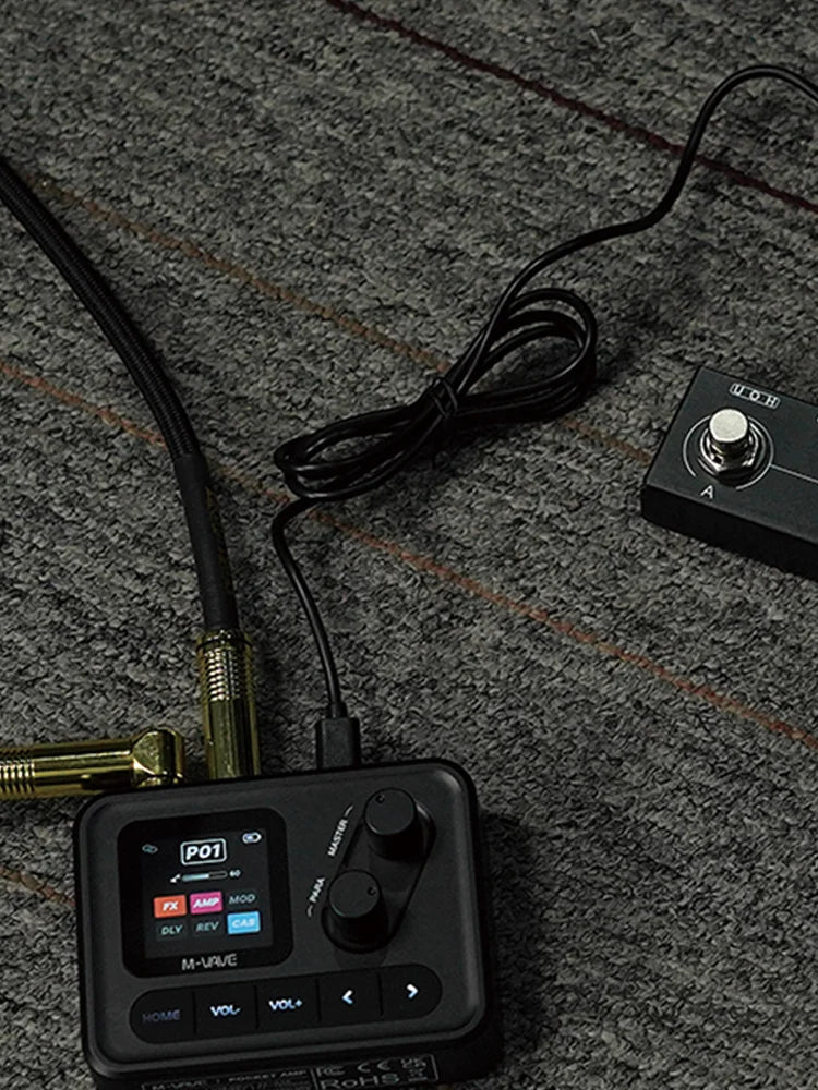 M-VAVE Pocket AMP Mini Guitar Bass Amp 1.54 LCD Color Screen 1450mAh Custom Multi-Function APP Control Desktop Effects Processor