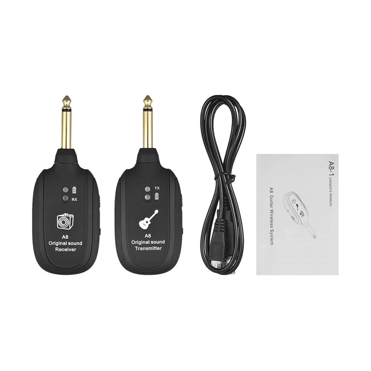 Miwayer A8 Wireless Guitar System Built in 4 Channels Wireless Guitar Transmitter Receiver for Electric Guitar Bass Violin
