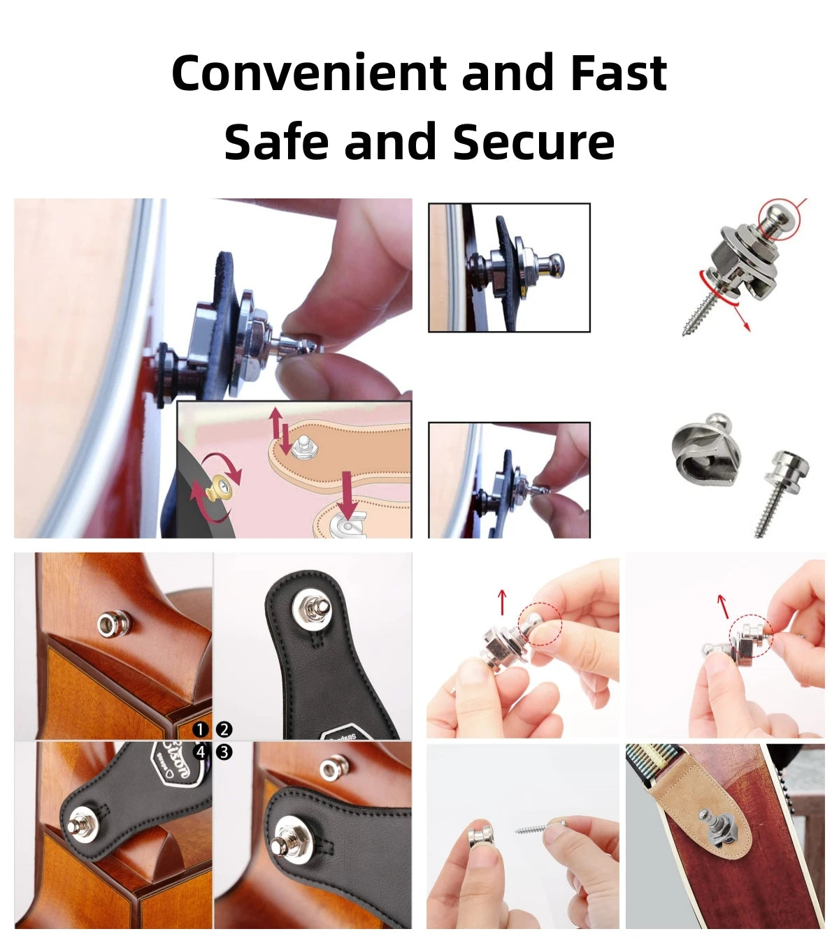 Guitar Strap Buttons Pins 1/2PCS 3 Color For Choose Premium Guitar Strap Locks Metal Security Strap Buttons Metal End Pins