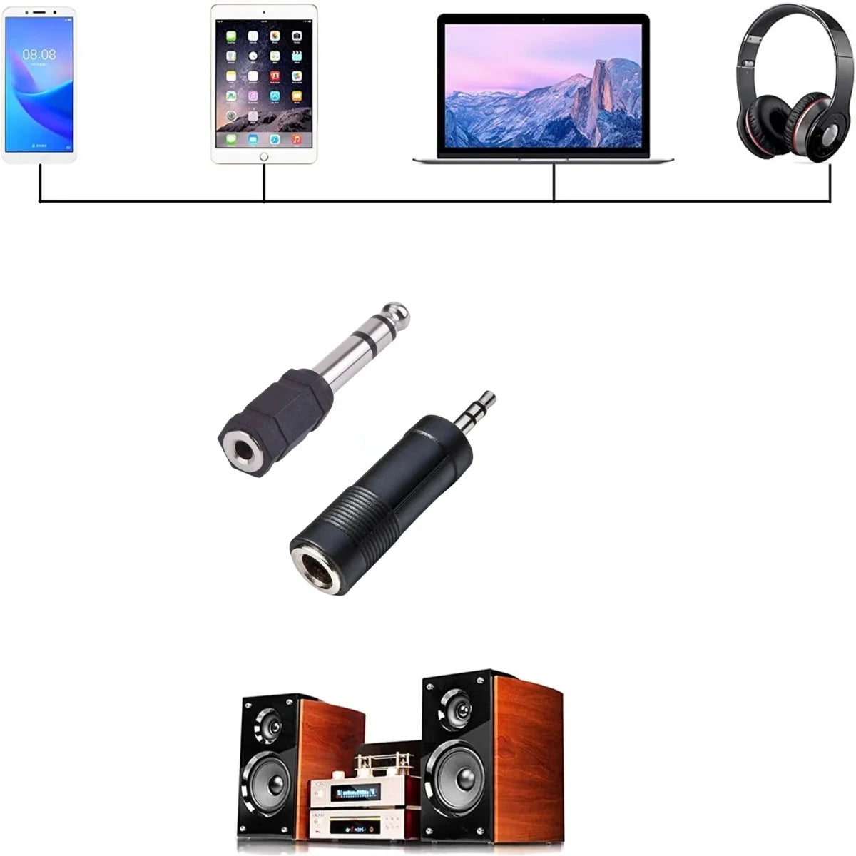Miwayer 3.5mm Female To 6.35mm(1/4 inch) Male Stereo Headphone Audio Adaptor/Microphone Plug Jack Adapter Converter