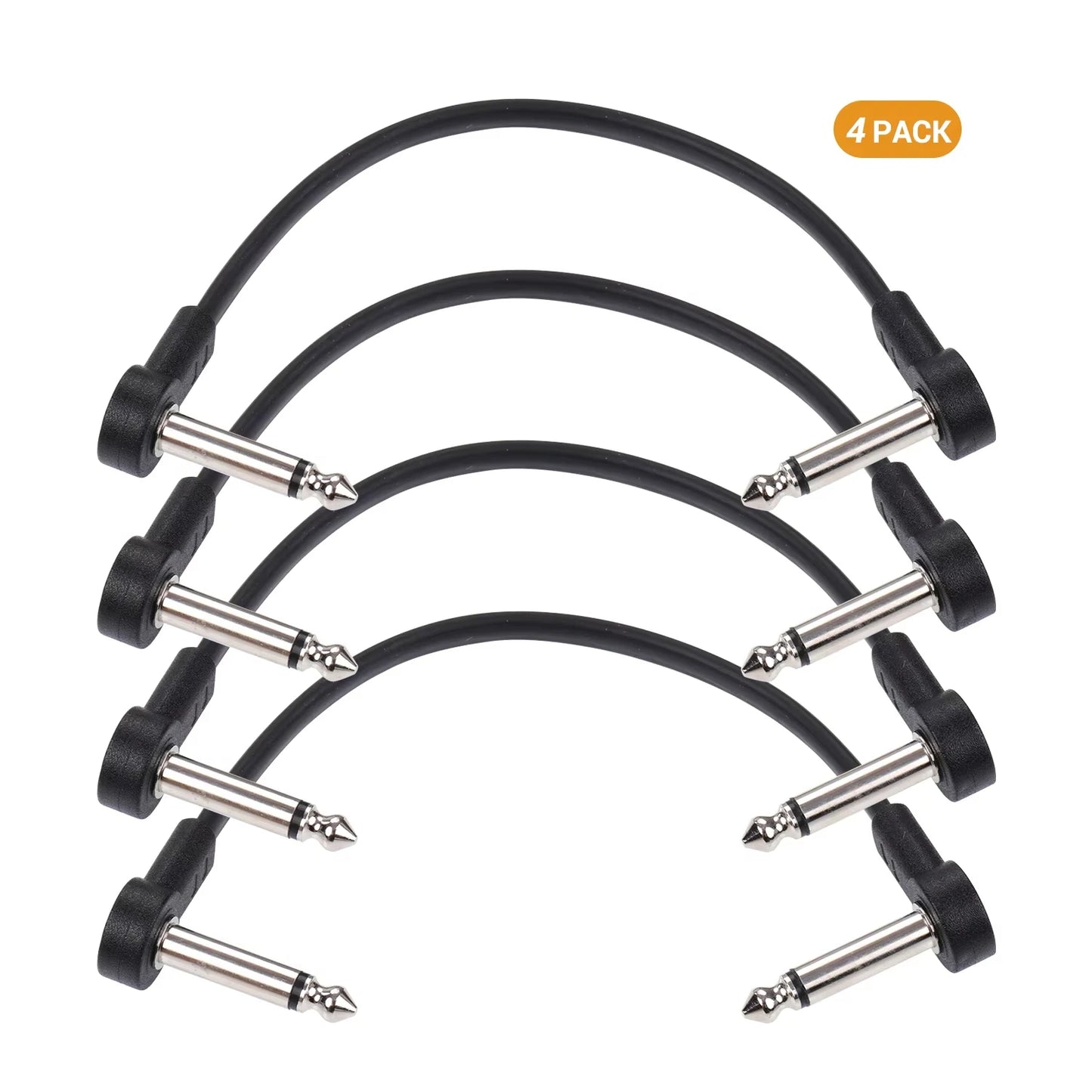 Miwayer Guitar Effect Pedal Flat Patch Cables 5 Inch Length with 1/4 Inch Right Angle Connectors Patch Cable Kit 1 Packs