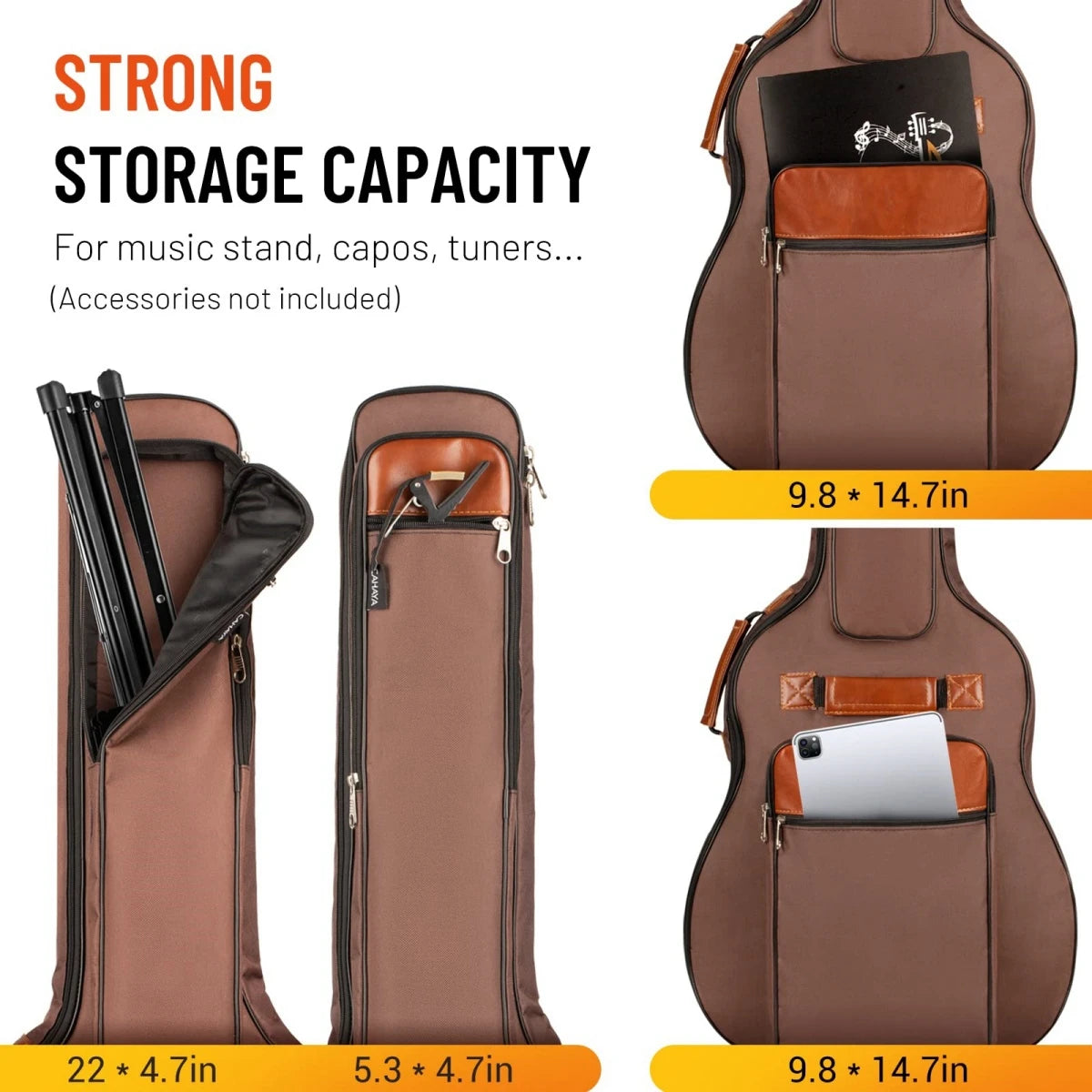 Miwayer-Acoustic Guitar Bag, 41-Inch Bag, Waterproof, Thick, Oxford, Nylon, Double Straps, Padded Cotton Guitar Case Bag