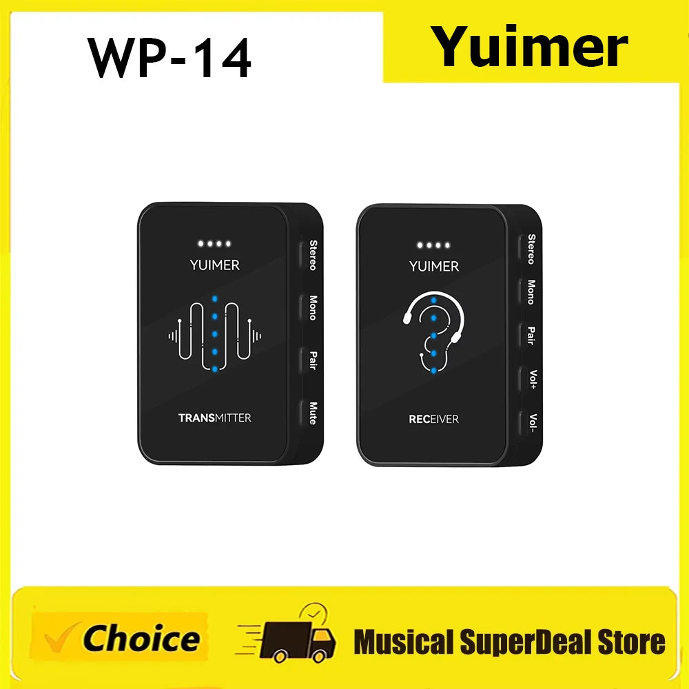 Yuimer SWS-14 2.4G Wireless Earphone Monitor Rechargeable Transmitter Receiver Support Stereo Mono Recording Function