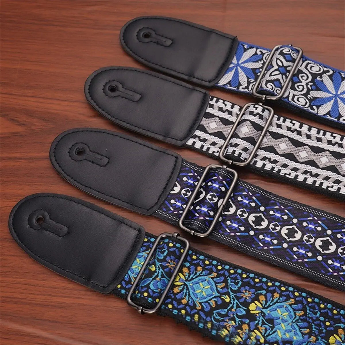 Embroidered Print Guitar Strap Vintage Ethnic Style Adjustable Strap for Folk Electric Guitar Bass Ukulele Guitar Accessories