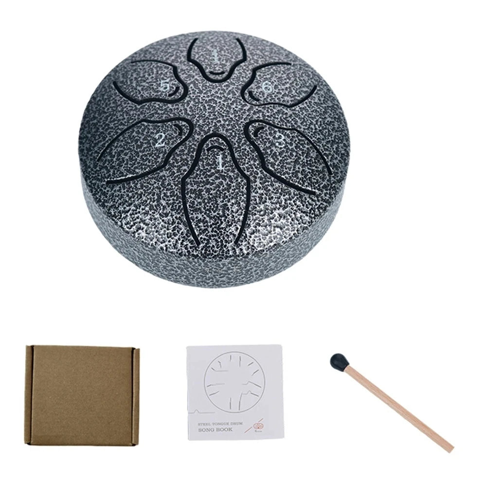 Steel Tongue Drum Portable Rain Drum Hand Pan Drum Percussion Musical Instruments 3 Inch 6 Notes For Yoga Meditation Musical Toy