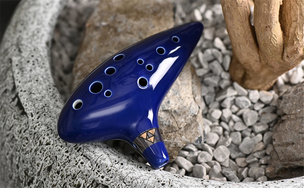 Miwayer Ocarina,12 Tones Alto C Ceramic Ocarina Musical Instrument with Song Book Neck String Neck Cord Carry Bag, Blue