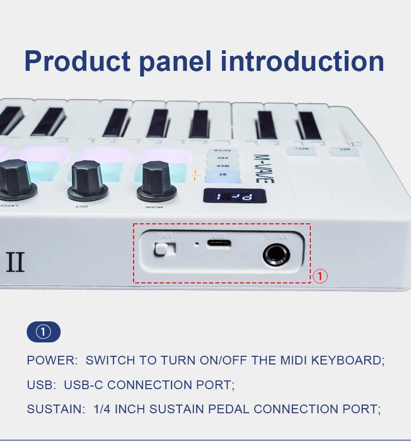 M-VAVE SMK-25 II MIDI Pad Controller Keyboard USB Mini 25 Key,16 RGB Drum Pads,8 Knobs and Music Production,Software Included