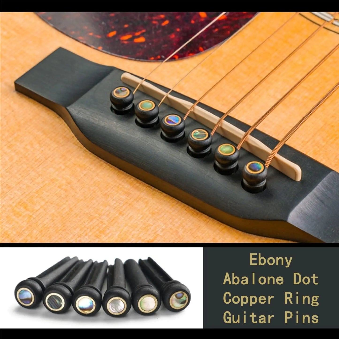 Miwayer Acoustic Guitar Bridge Pins of Various Styles 6pcs , Cow Bone/Ebony/Cocoapolo Wood Guitar Fixed String Nails