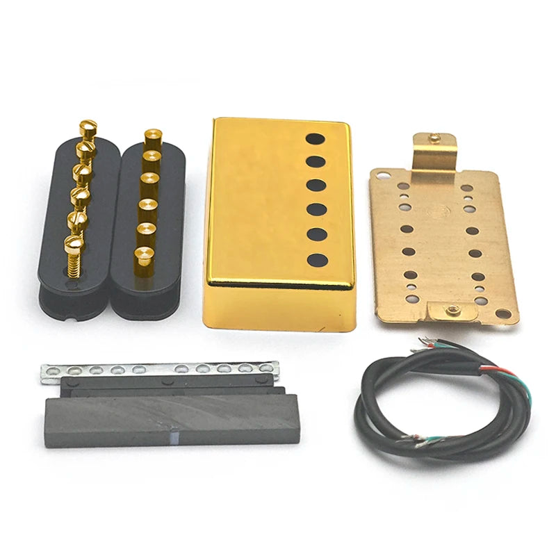 [Pickup DIY Kits] LP Guitar Humbucker Pickup Kits-Brass Cover/Ceramic/Plastic Bobbin/Fixed/Adjustable Pole/4C Cable Pickup Kits