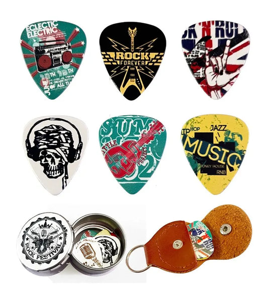 Guitar Picks 6 Pieces Cool Celluloid Guitar Picks In a Box With Picks Holder Unique Guitar Gift