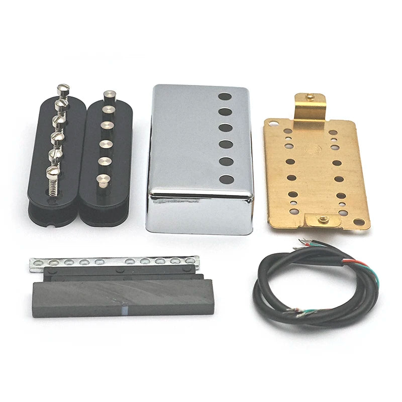 [Pickup DIY Kits] LP Guitar Humbucker Pickup Kits-Brass Cover/Ceramic/Plastic Bobbin/Fixed/Adjustable Pole/4C Cable Pickup Kits
