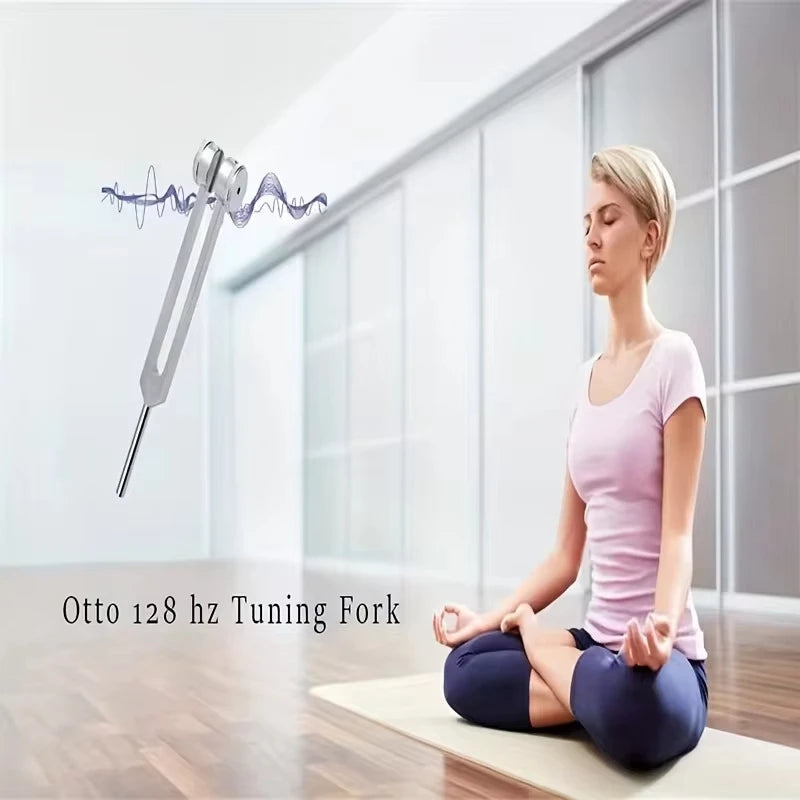 128Hz Tuning Fork  for Sound Therapy Stress Reduction Otoacoustic Emission Testing and Ear Cleaning Tools (Mallet&Wrench Include