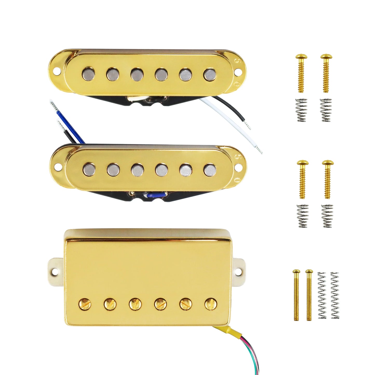 Equipped with 2 ST single coil pickups and 1 LP style guitar pickup, a set of single coil, single coil, and double coil pickups