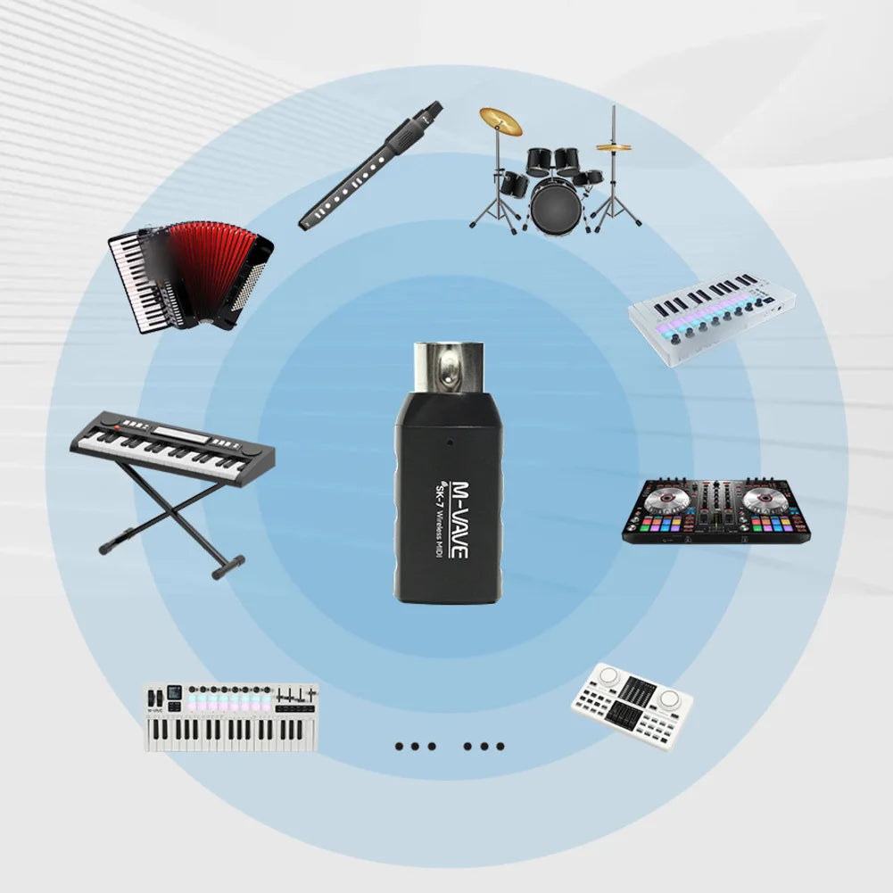 Wireless For MIDI Adapter for MVAVE SK7 with Rechargeable Battery 2 4GHz Frequency and Low Latency Performance Under 3ms