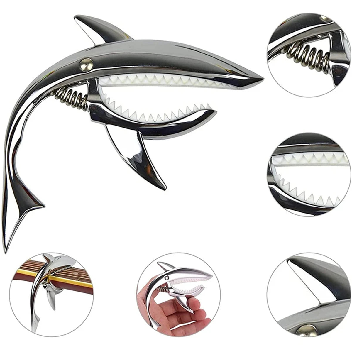 Miwayer Metal Shark Guitar Capo Zinc Alloy for Bass Acoustic and Electric Guitar with Good Hand Feeling, 7 Colors Optional