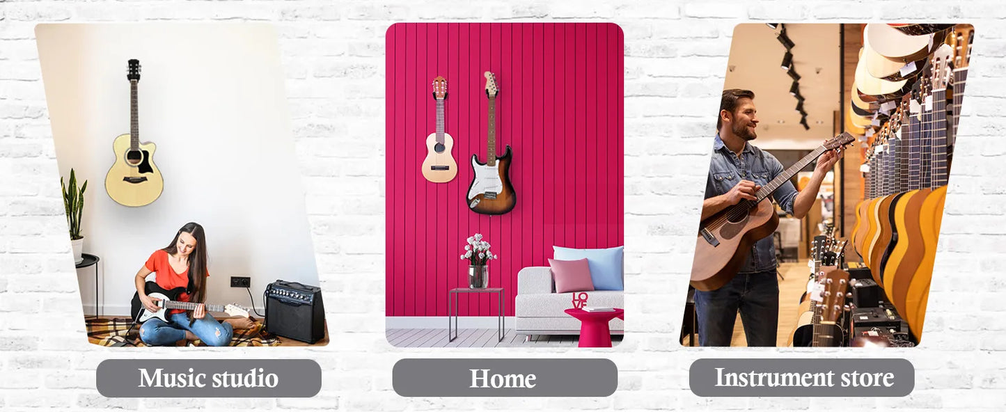 Metal Guitar Hanger Hook Wall Mount Non-slip Holder Stand Rotatable 360°for Electric Guitar Ukulele Instrument Accessories