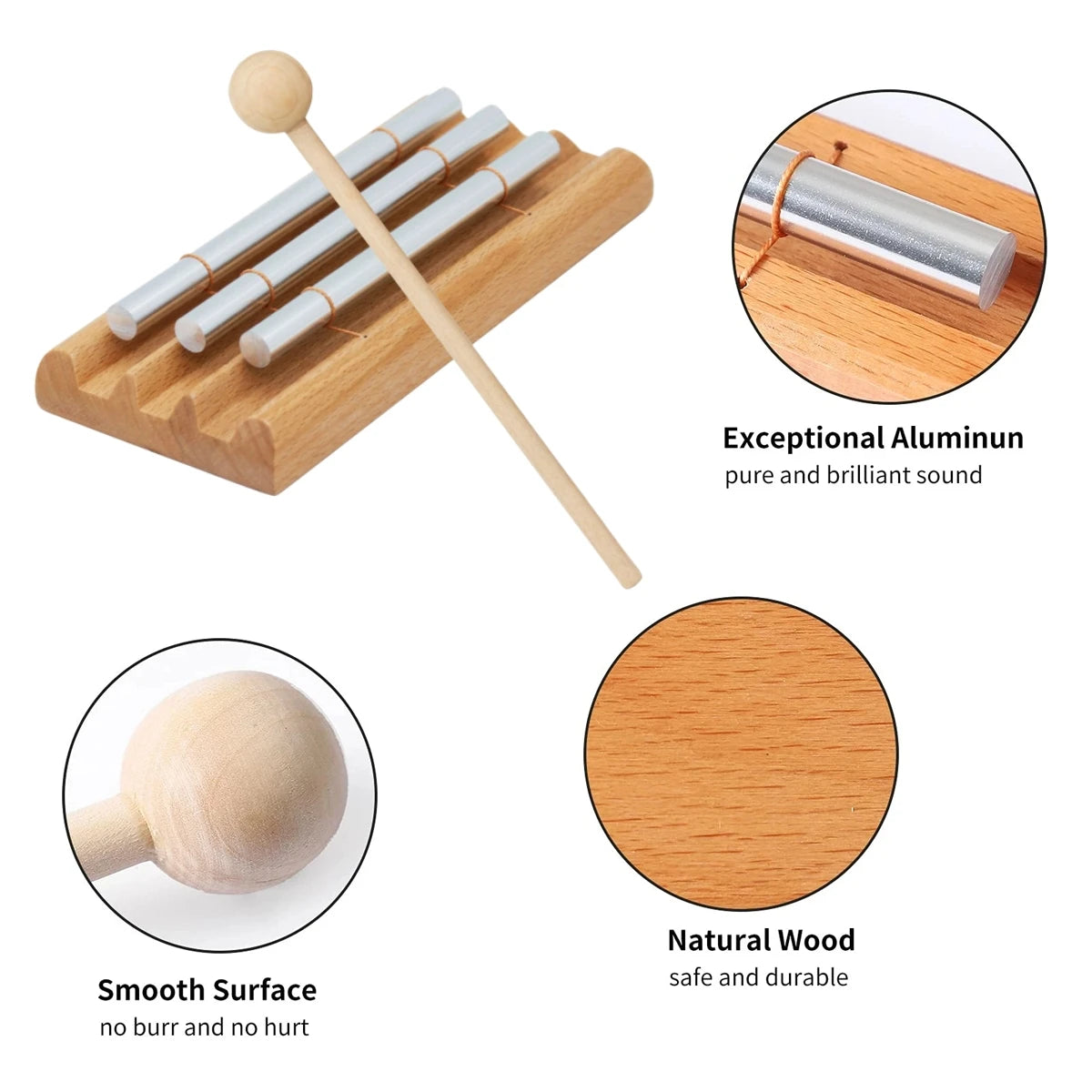 Miwayer Meditation Chimes 3Phoneme The Original Guaranteed Musically Tuned Wind Zenergy Hand Chime for Classrooms Mindfulness