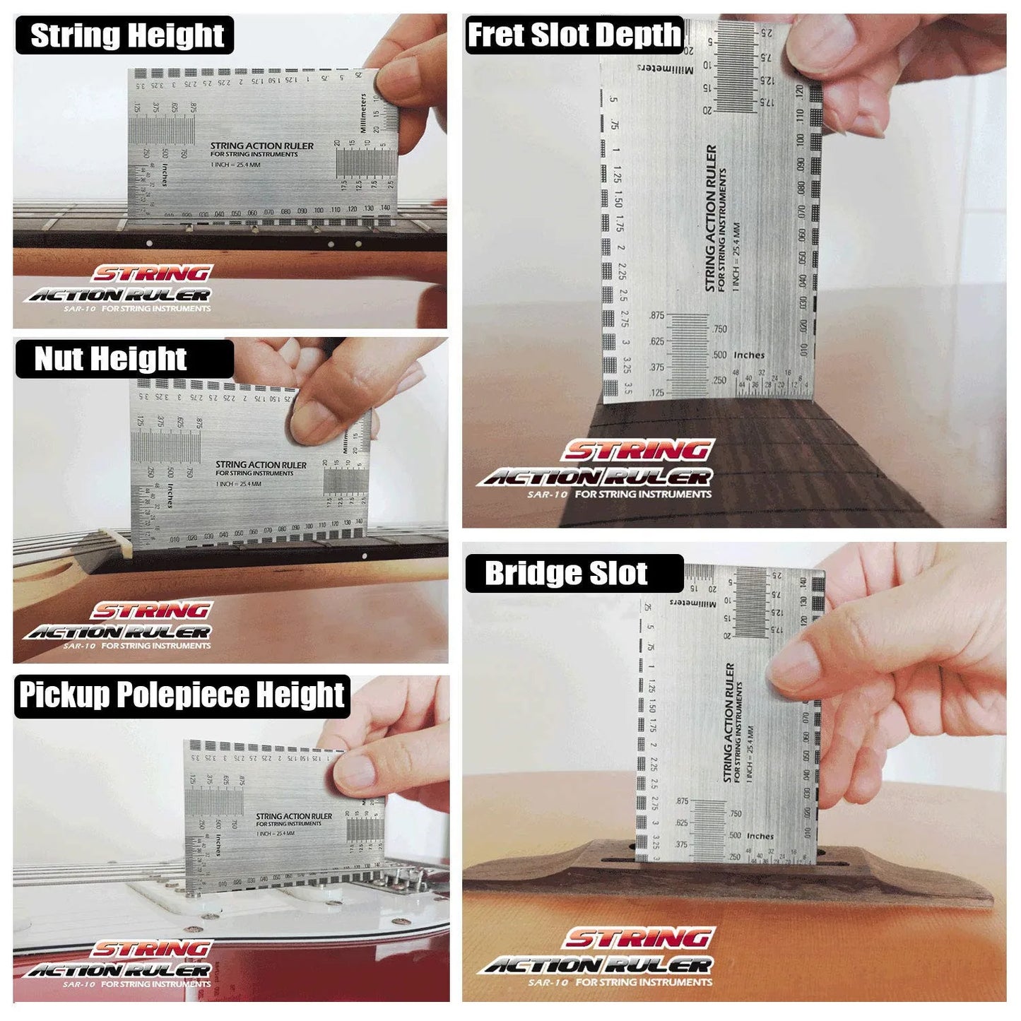 Miwayer String Action Ruler Gauge,Guitar Repairing Tool for Luthier,Fit for Guitar,Ukulele,Bass,Banjo,Mandolin