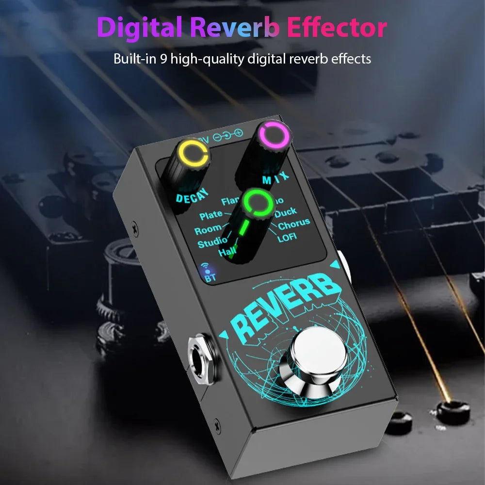 Guitar Effects Pedal Digital Reverb Guitar 9 Different Reverb Guitar Effect Pedal Wireless Accompaniment DECAY/MIX Luminous