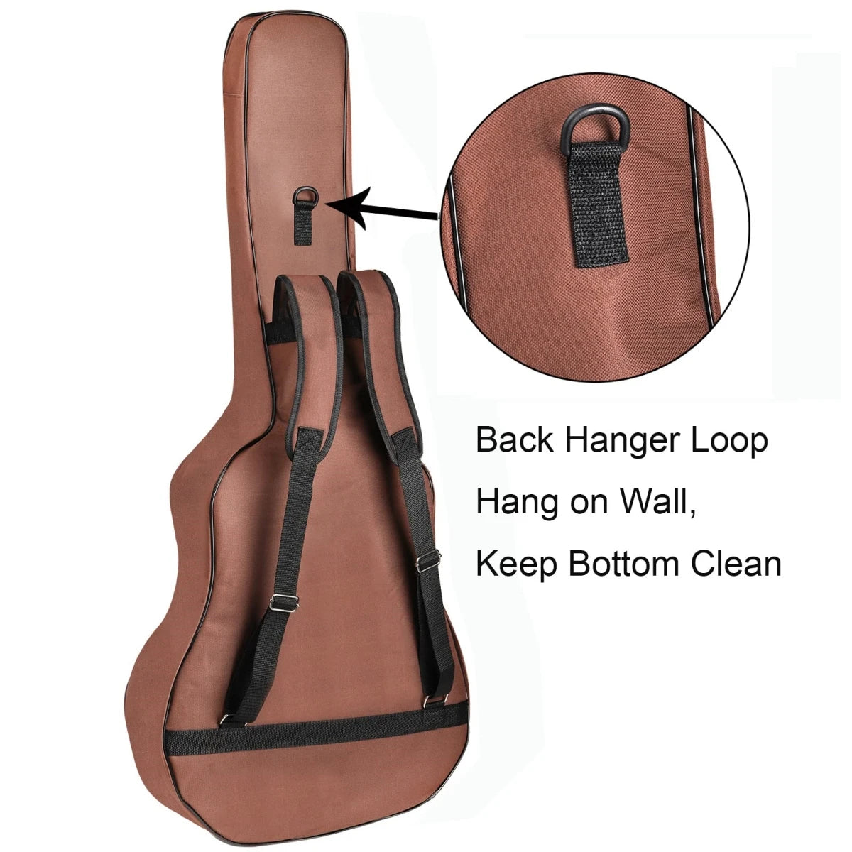 Miwayer Acoustic Guitar Bag 41 Inch Thickened Waterproof Oxford Nylon Double Straps Cotton Padded Guitar Case Gig Backpack